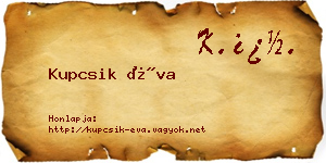 Kupcsik Éva névjegykártya